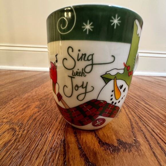 Four Fitz And Floyd Holly Hat Snowman Christmas Coffee Mugs Tea Cups Set of 4 - Picture 8 of 16